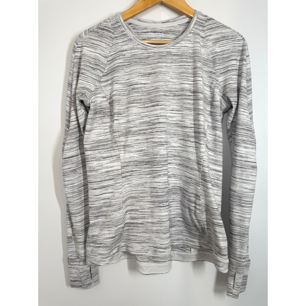 lululemon athletica Womens Long Sleeve Heathered Gray/White Pullover